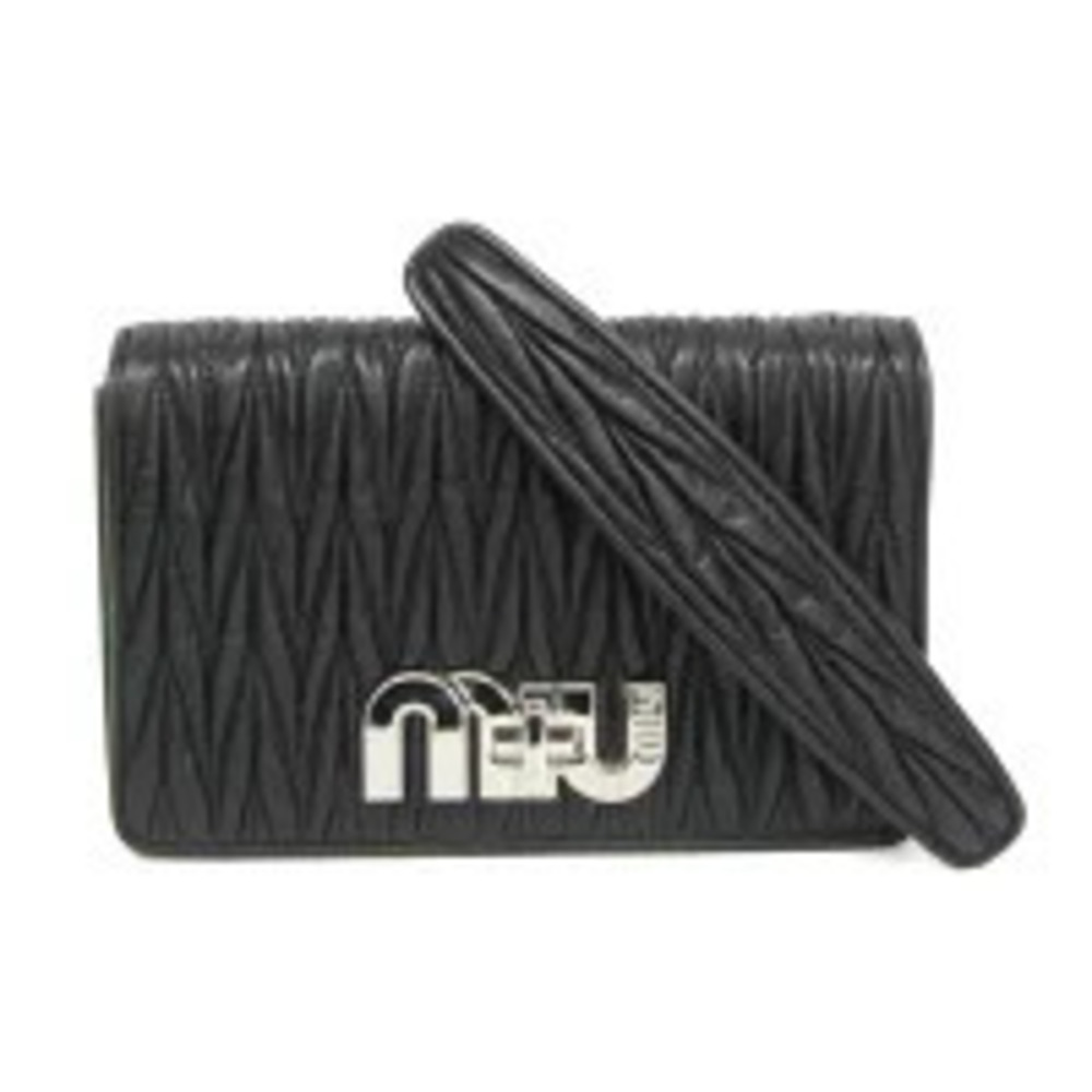 Miu Miu Matelasse Leather Shoulder Bag Black
